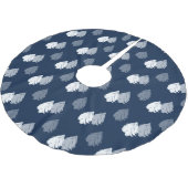 Navy Blue White Christmas Tree Muster Polyester Weihnachtsbaumdecke (Schrägansicht)