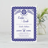 Navy Blue & White Cielito Lindo Talave Baby Shower Einladung (Stehend Vorderseite)