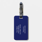 Navy Blue White Circle Monogram DIY BG Gepäckanhänger (Rückseite vertikal)