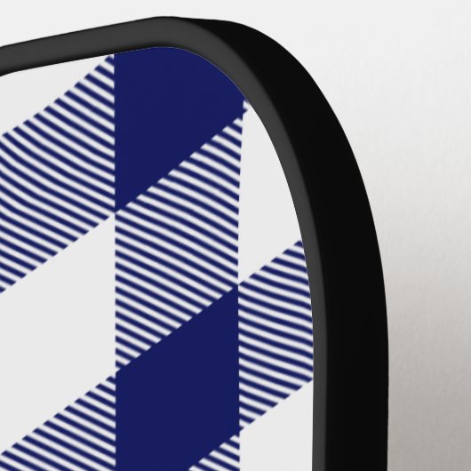 Navy Blue White Circle Monogram Whit Kariert DIY B Pickleball Schläger (Linke Seite)