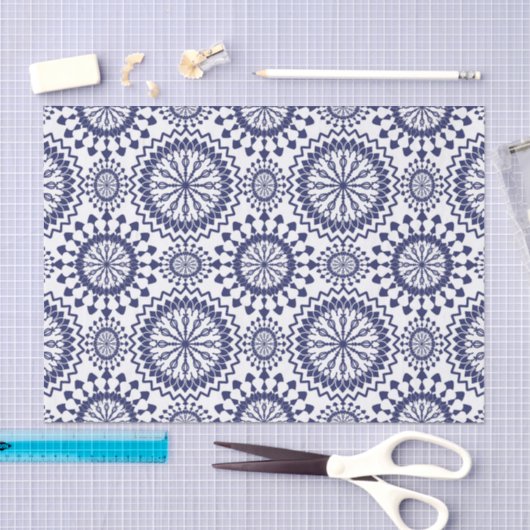 Navy Blue White Circle Muster Seidenpapier (Handwerk)
