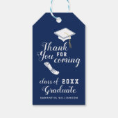 Navy Blue White Class 2025 Abschluss Vielen Dank Geschenkanhänger (Rückseite)