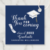 Navy Blue White Class 2025 Danke Abschluss Geschenkanhänger (Rückseite)