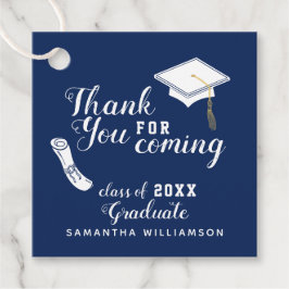 Navy Blue White Class 2025 Danke Abschluss Geschenkanhänger