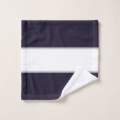 Navy Blue White Classigram Bath Handtuch Set (Waschlappen)
