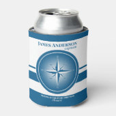 Navy Blue White Compass Nautical Can Cooler Dosenkühler (Kanne Vorderseite)
