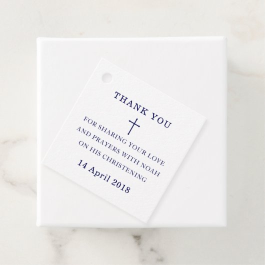 Navy Blue White Cross Vielen Dank für Ihr Geschenk Geschenkanhänger (Beispiel)
