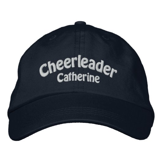 Navy Blue & White Custom Cheerleader Bestickte Baseballkappe (Vorderseite)