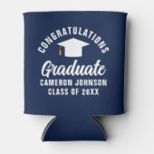 Navy Blue White Custom Graduation Party Dosenkühler (Vorderseite)
