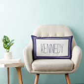 Navy Blue White Custom Monogram Name Keake Lendenkissen (Stuhl )