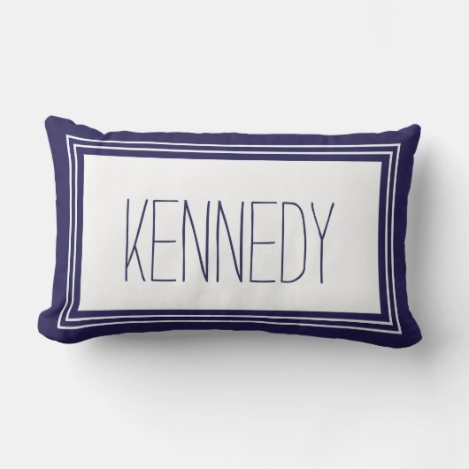 Navy Blue White Custom Monogram Name Keake Lendenkissen (Vorderseite)