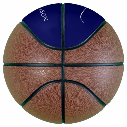 Navy Blue White Custom Name Monogram Basketball (Rechts)