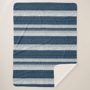 Navy Blue White Denim Jean Stripes Weihnachten Sherpadecke