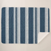 Navy Blue White Denim Jean Stripes Weihnachten Sherpadecke (Vorderseite (Horizontal))