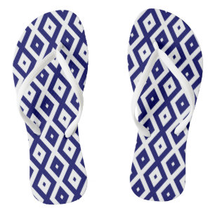 Navy-Blue-White-Diamant-Muster Badesandalen