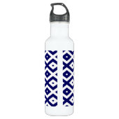 Navy-Blue-White-Diamant-Muster Edelstahlflasche (Rückseite)