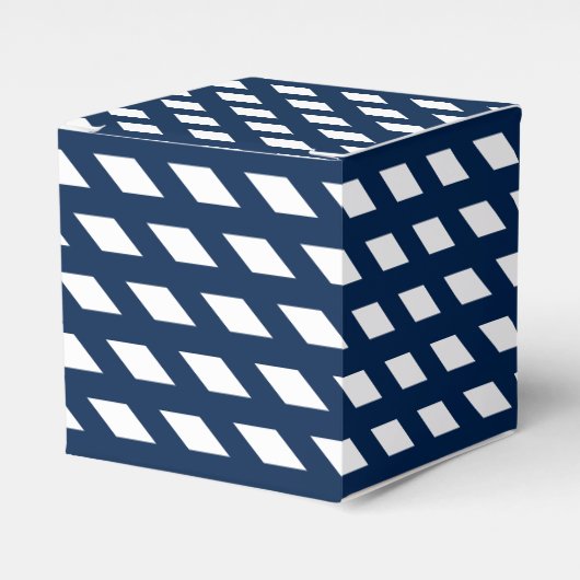 Navy Blue White Diamant Mustergeschenk Geschenkschachtel (Vorderseite)