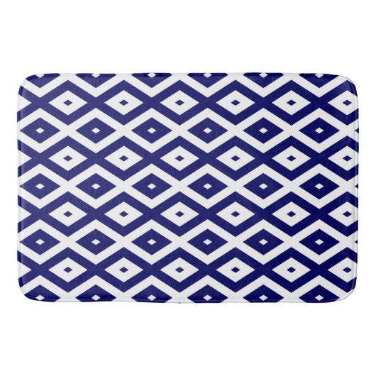 Navy-Blue-White-Diamantmuster Badematte (Vorderseite)