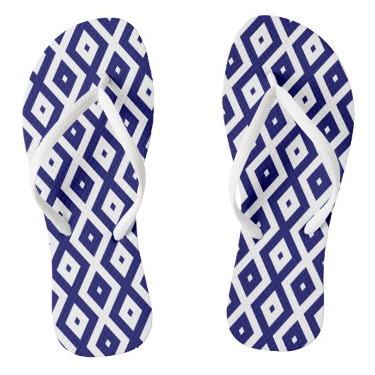 Navy-Blue-White-Diamantmuster Badesandalen (Fußbett)