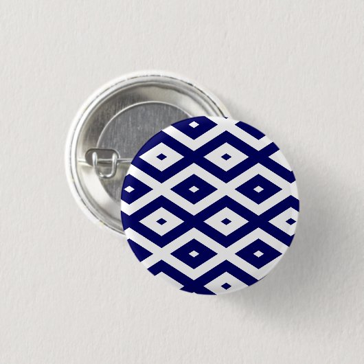 Navy-Blue-White-Diamantmuster Button (Vorne & Hinten)