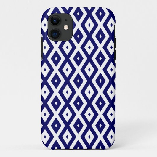 Navy-Blue-White-Diamantmuster Case-Mate iPhone Hülle (Rückseite)