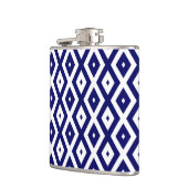 Navy-Blue-White-Diamantmuster Flachmann (Links)