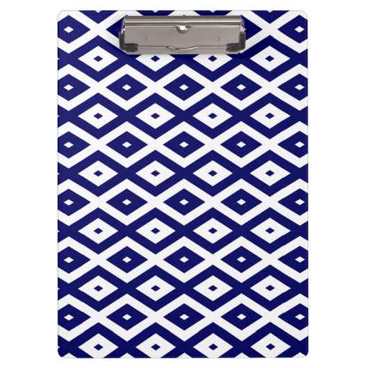 Navy-Blue-White-Diamantmuster Klemmbrett (Vorderseite)