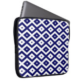 Navy-Blue-White-Diamantmuster Laptopschutzhülle (Vorne Rechts)