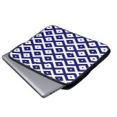 Navy-Blue-White-Diamantmuster Laptopschutzhülle (Vorne Knopf)