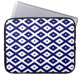 Navy-Blue-White-Diamantmuster Laptopschutzhülle