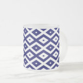 Navy-Blue-White-Diamantmuster Mattglastasse (VorderseiteRechts)
