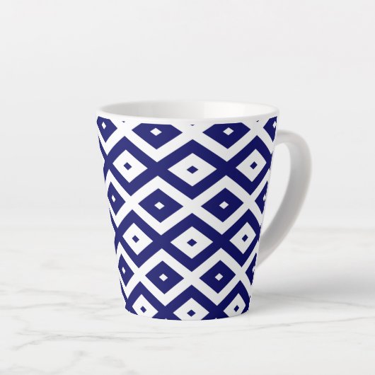 Navy-Blue-White-Diamantmuster Milchtasse (Rechte Ecke)