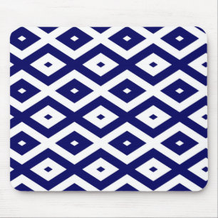 Navy-Blue-White-Diamantmuster Mousepad