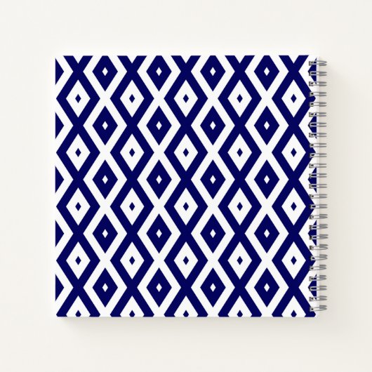 Navy-Blue-White-Diamantmuster Notizblock (Rückseite)