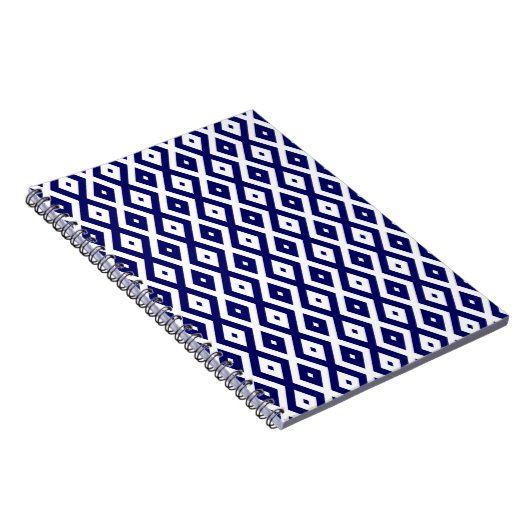 Navy-Blue-White-Diamantmuster Notizblock (Rechte Seite)