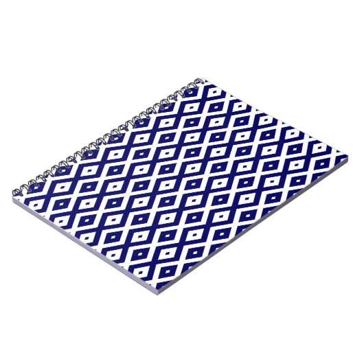 Navy-Blue-White-Diamantmuster Notizblock (Linke Seite)