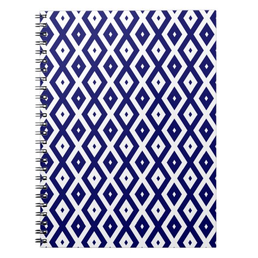 Navy-Blue-White-Diamantmuster Notizblock (Vorderseite)
