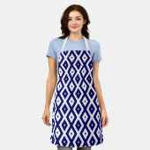 Navy-Blue-White-Diamantmuster Schürze (Getragen)