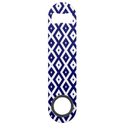 Navy-Blue-White-Diamantmuster Speed Flaschenöffner (Vorderseite)