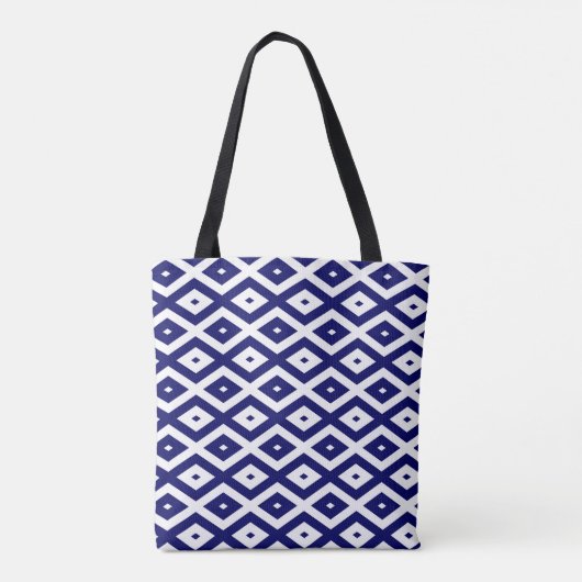 Navy-Blue-White-Diamantmuster Tasche (Rückseite)