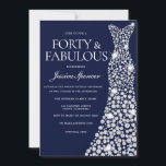 Navy Blue White Diamond Dress 40. Party Einladung<br><div class="desc">Navy Blue White Diamond Dress 40. Geburtstag Party 40 & Fabulous Einladung Variationen zu den Einladungen und passenden Gegenständen in unserem Shop</div>