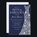 Navy Blue White Diamond Dress 50. Geburtstagsparty Einladung<br><div class="desc">Navy Blue White Diamond Dress 50. Geburtstagsparty 50 & Fabulous Einladung Variationen zur Einladung und passende Artikel in unserem Shop</div>