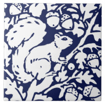 Navy Blue White Eichhörnchen Woodland Animal Folie