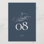 Navy Blue White Elegant Wedding 5 x 7 Table Number Einladung (Vorderseite)