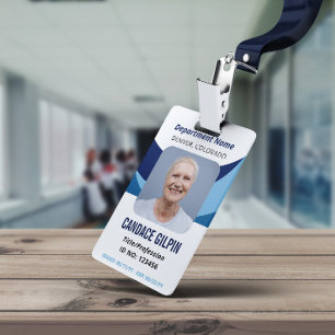 Navy Blue White Employee Foto ID Ausweis