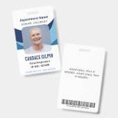 Navy Blue White Employee Foto ID Ausweis (Vorder- & Rückseite)