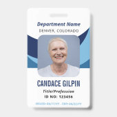 Navy Blue White Employee Foto ID Ausweis (Vorderseite)