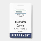 Navy Blue White Employee ID Large Logo Badge Ausweis (Vorderseite)
