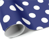 Navy Blue White Extra Large Polka Dot Muster Geschenkpapier (Rolleneckpunkt)