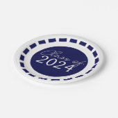 Navy Blue & White Filmstrip Class Year Abschluss Pappteller (Schrägansicht)